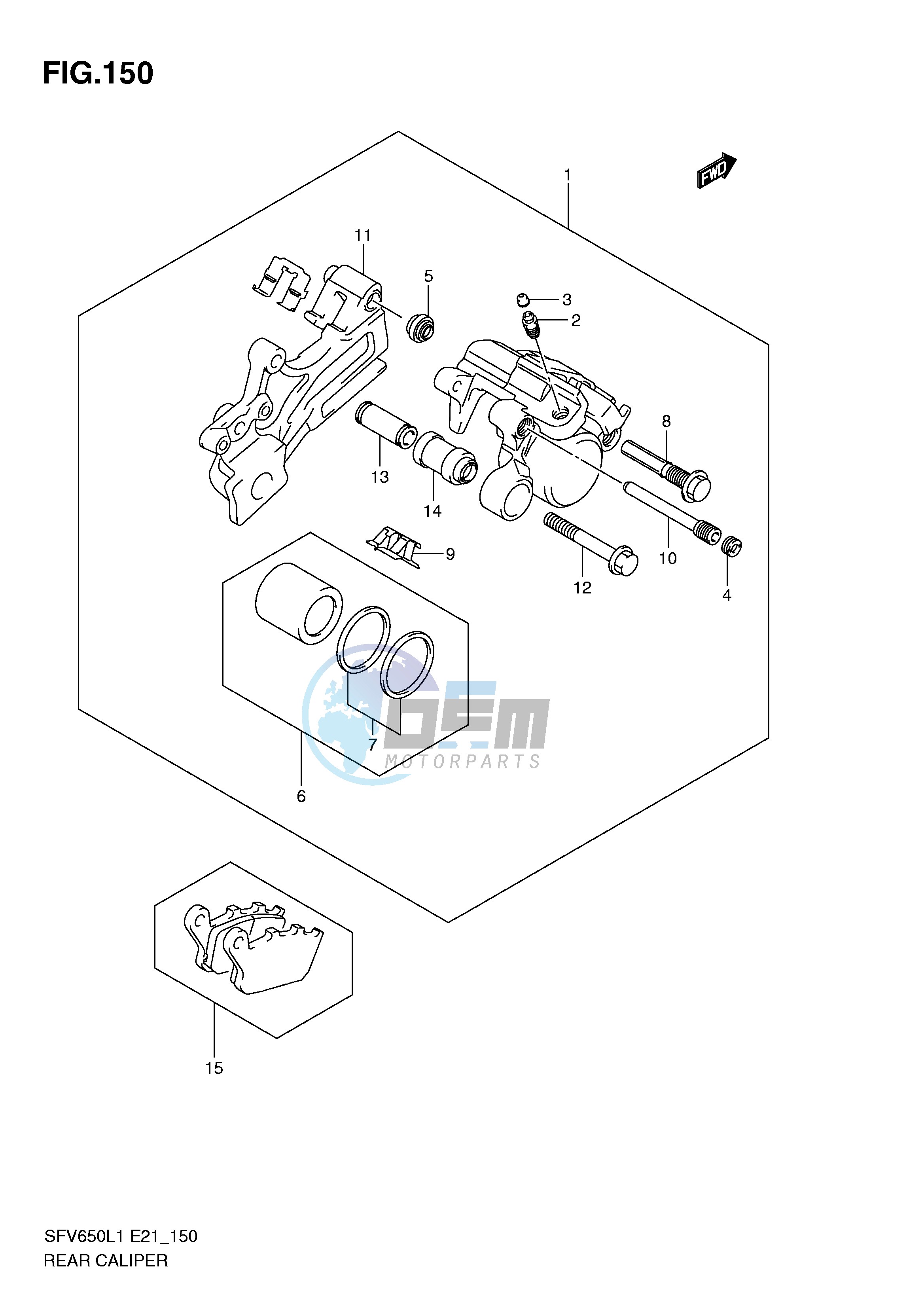 REAR CALIPER (SFV650UAL1 E21)