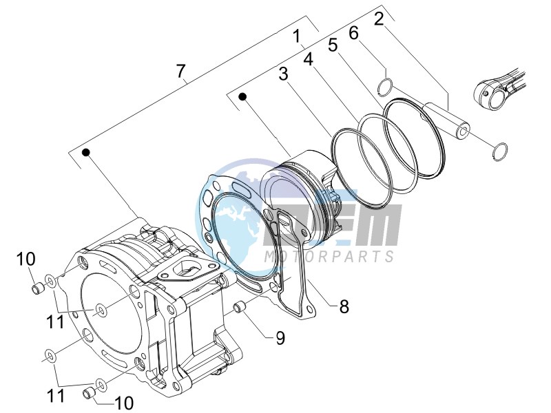 Cylinder - Piston - Wrist pin unit