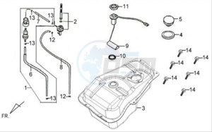 X'PRO 125 drawing FUEL TANK - FUEL CUT