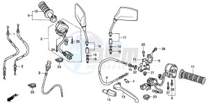 CB250 TWO FIFTY drawing HANDLE LEVER/SWITCH/CABLE (3)