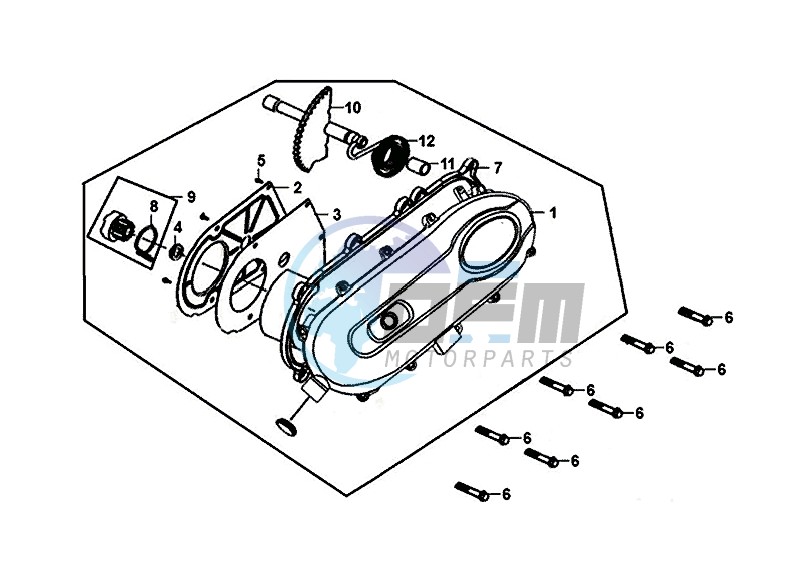 L. CRANK CASE COVER / ALLO 50 (25 KM/H) (AJ05WA-NL) (L8-M0)