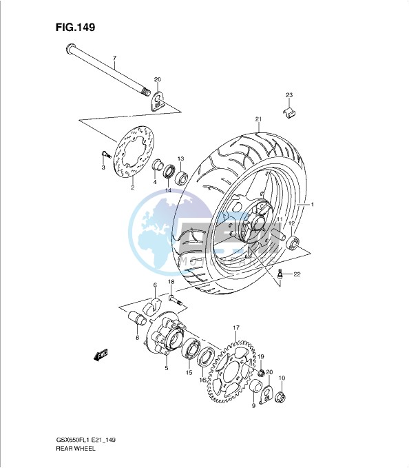 REAR WHEEL (GSX650FUL1 E24)