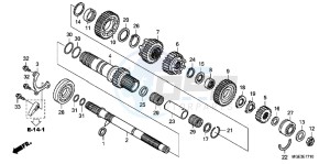 VFR1200FDC VFR1200F Dual Clutch E drawing TRANSMISSION (VFR1200FD) (MAINSHAFT)