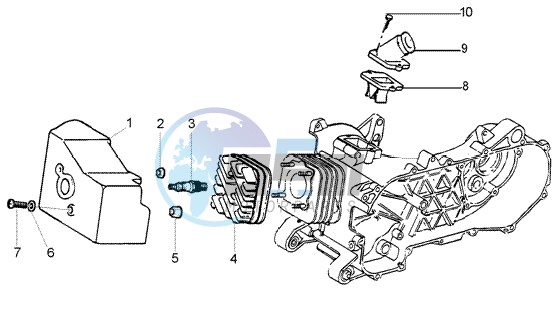 Cylinder head - Cooling hood - Inlet and induction pipe