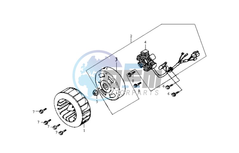 FLYWHEEL WITH MAGNETO / FAN