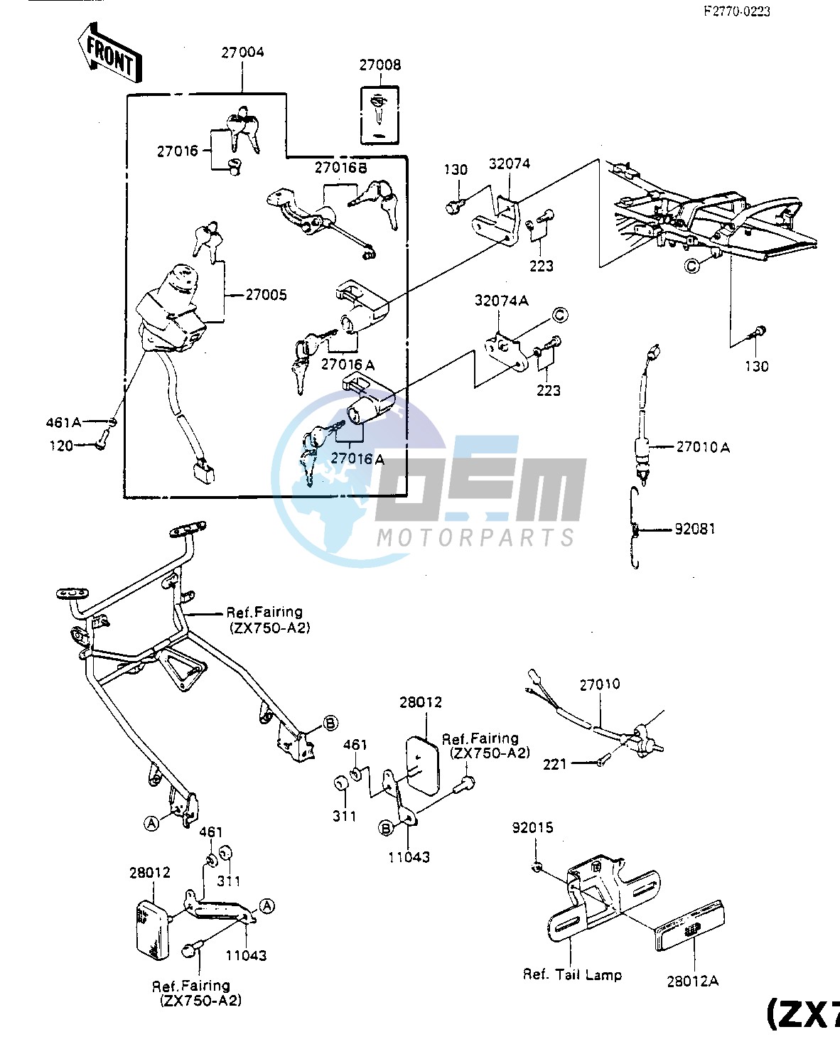 IGNITION SWITCH_LOCKS_REFLECTORS -- ZX750-A2- -