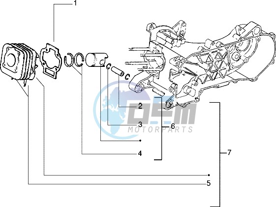 Cylinder-piston-wrist pin assy