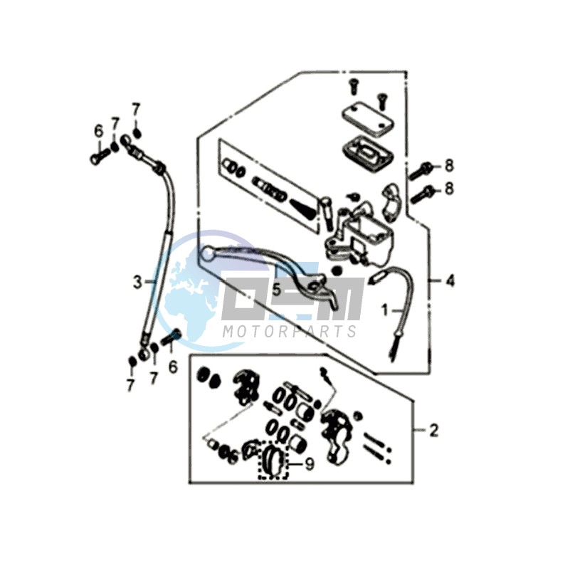 VOORBRAKE CALIPER / BRAKE LEVER /BRAKE LINES