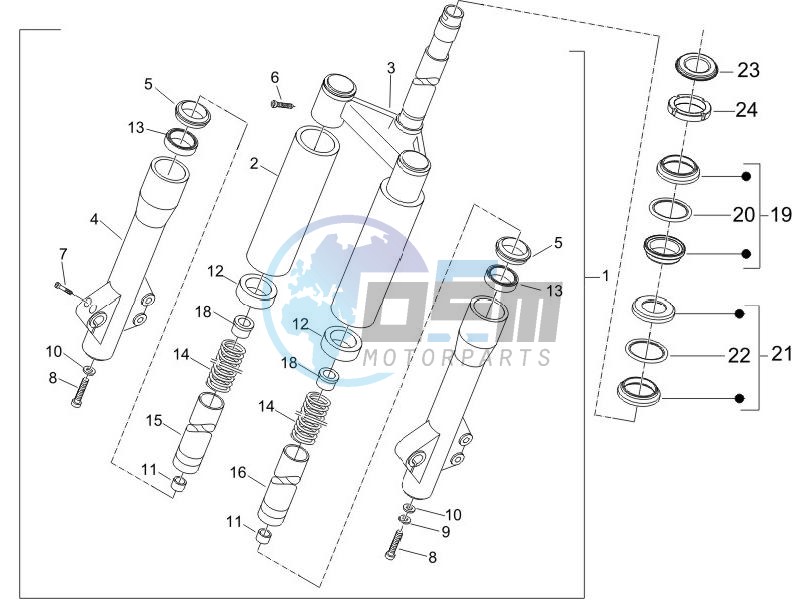 Fork steering tube - Steering bearing unit