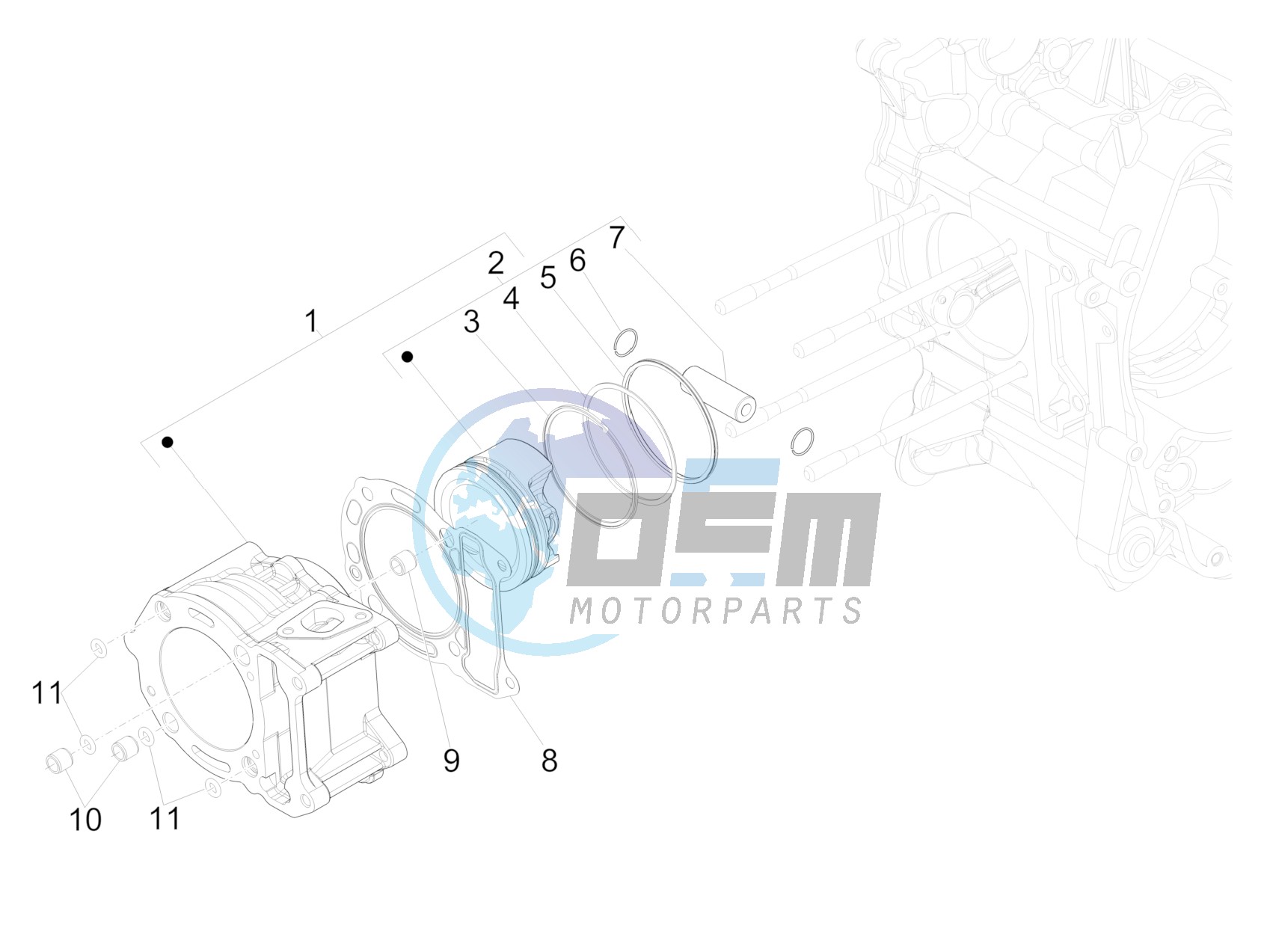 Cylinder-piston-wrist pin unit