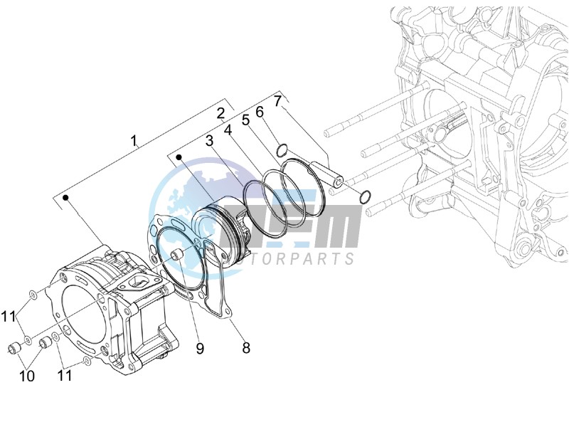 Cylinder-piston-wrist pin unit