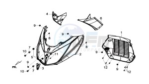 GTS 125I drawing FR PLATE / INDICATORS / INNER LEG SHIELD