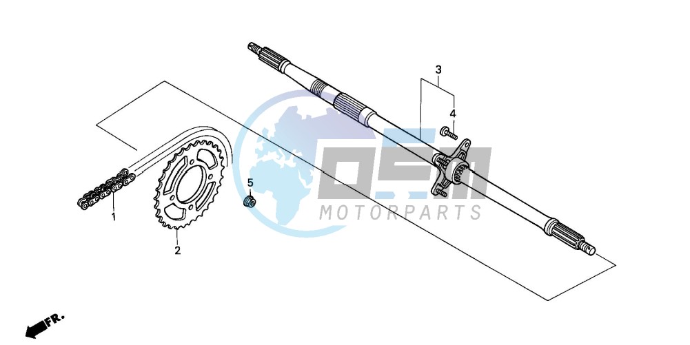 REAR WHEEL AXLE/ DRIVE CHAIN