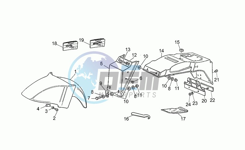 Front mudguard-rear fairing