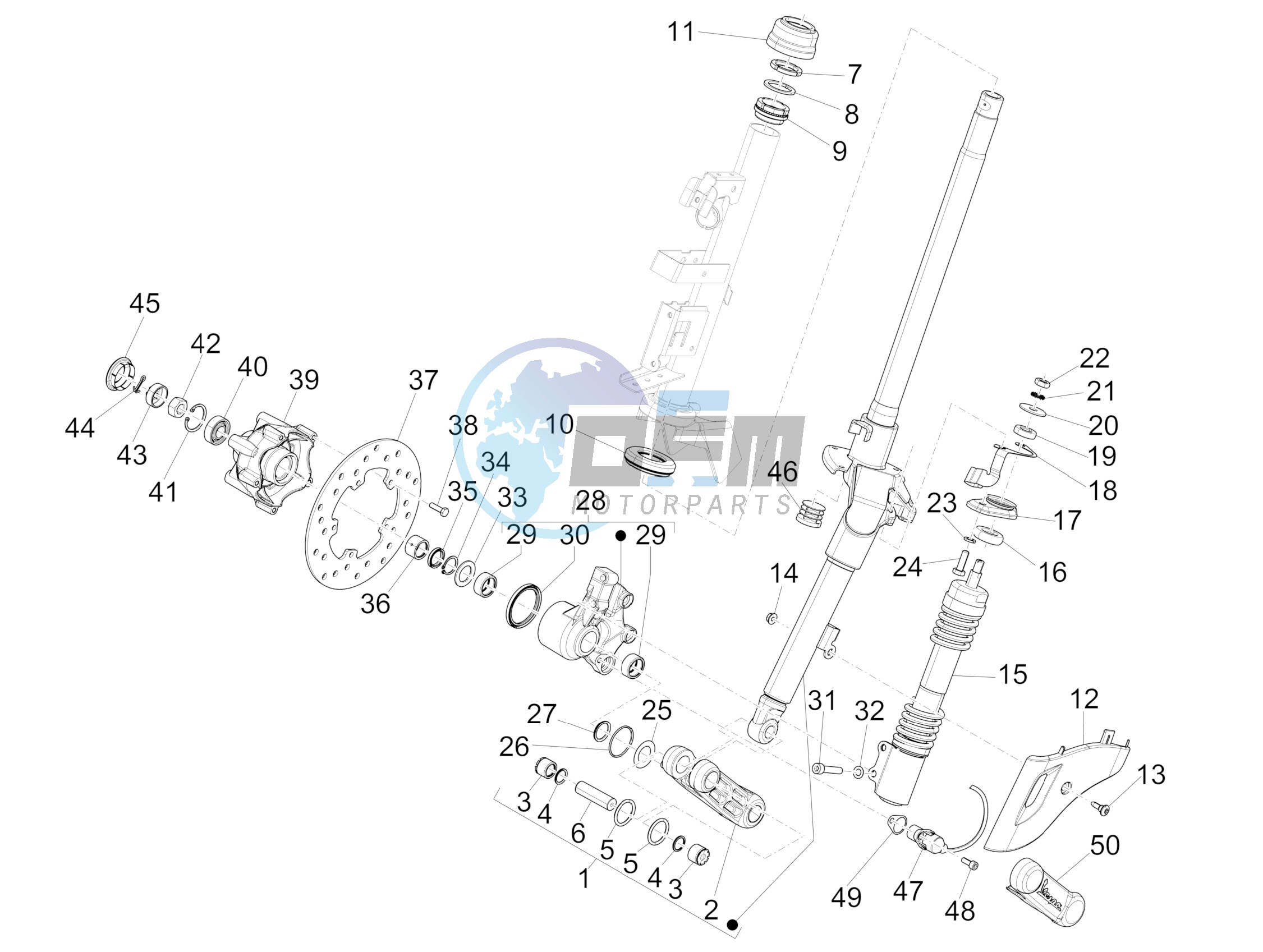 Fork/steering tube - Steering bearing unit