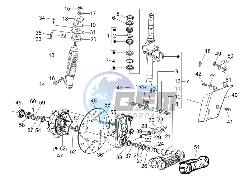 Fork - steering tube - Steering bearing unit