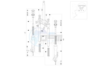 BEVERLY 350 ST 4T 4V ie E4 ABS (NAFTA) drawing Fork's components (Mingxing)