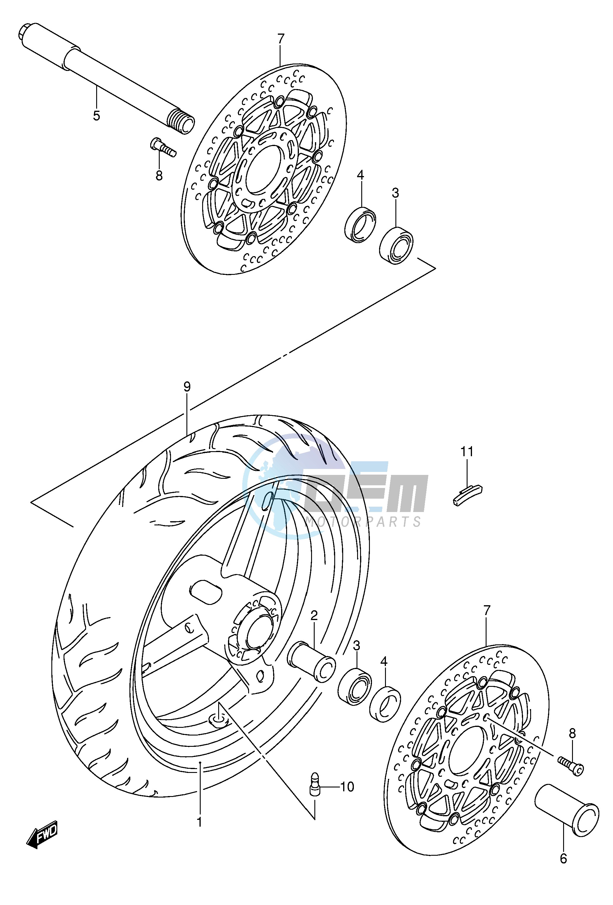 FRONT WHEEL (GSX-R750K4 U2K4 K5 U2K5)