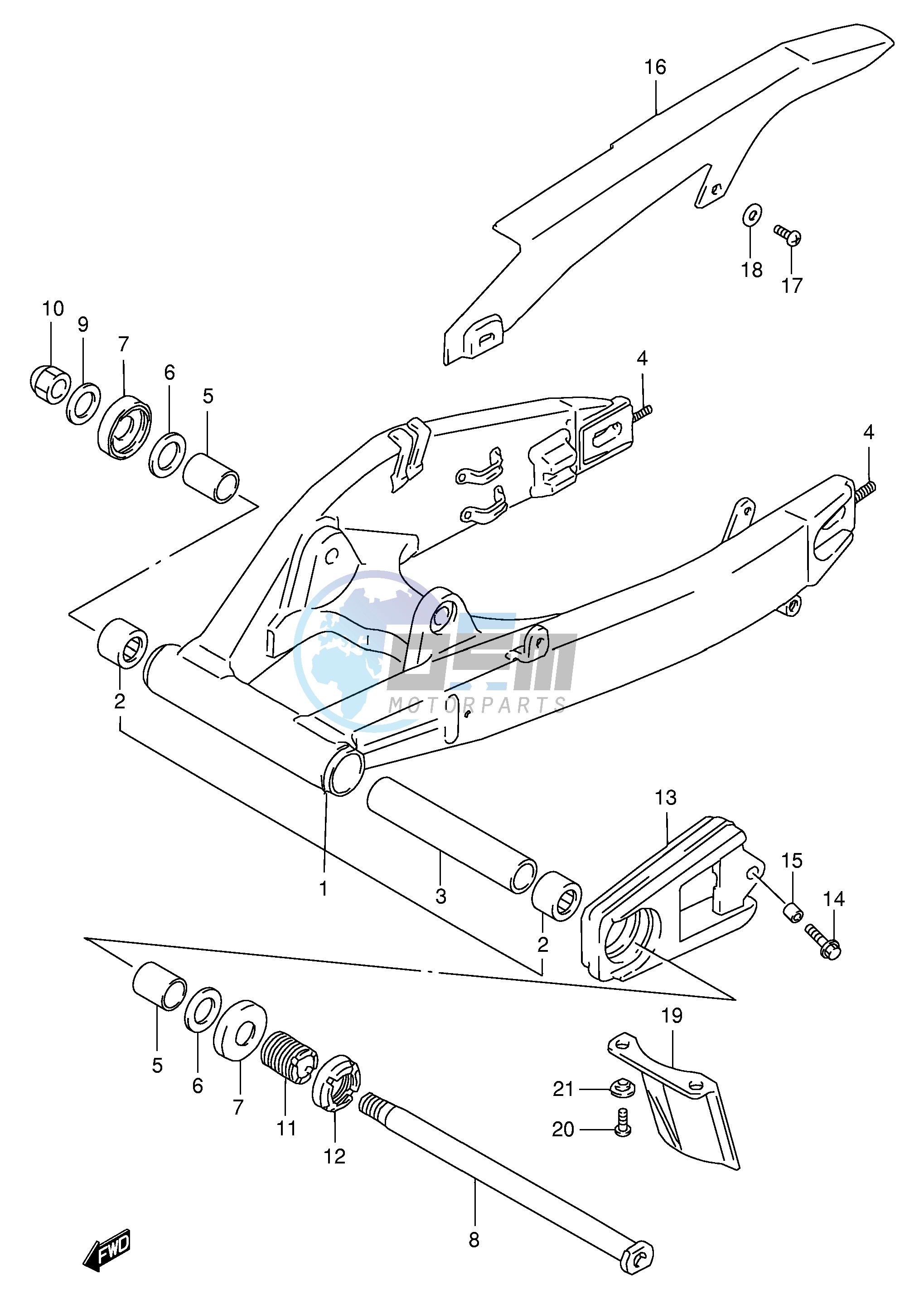 REAR SWINGING ARM (MODEL P R)