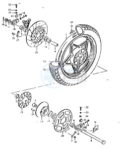 GSX1100 (T-X) drawing REAR WHEEL (GSX1100ET, GSX1100EX)