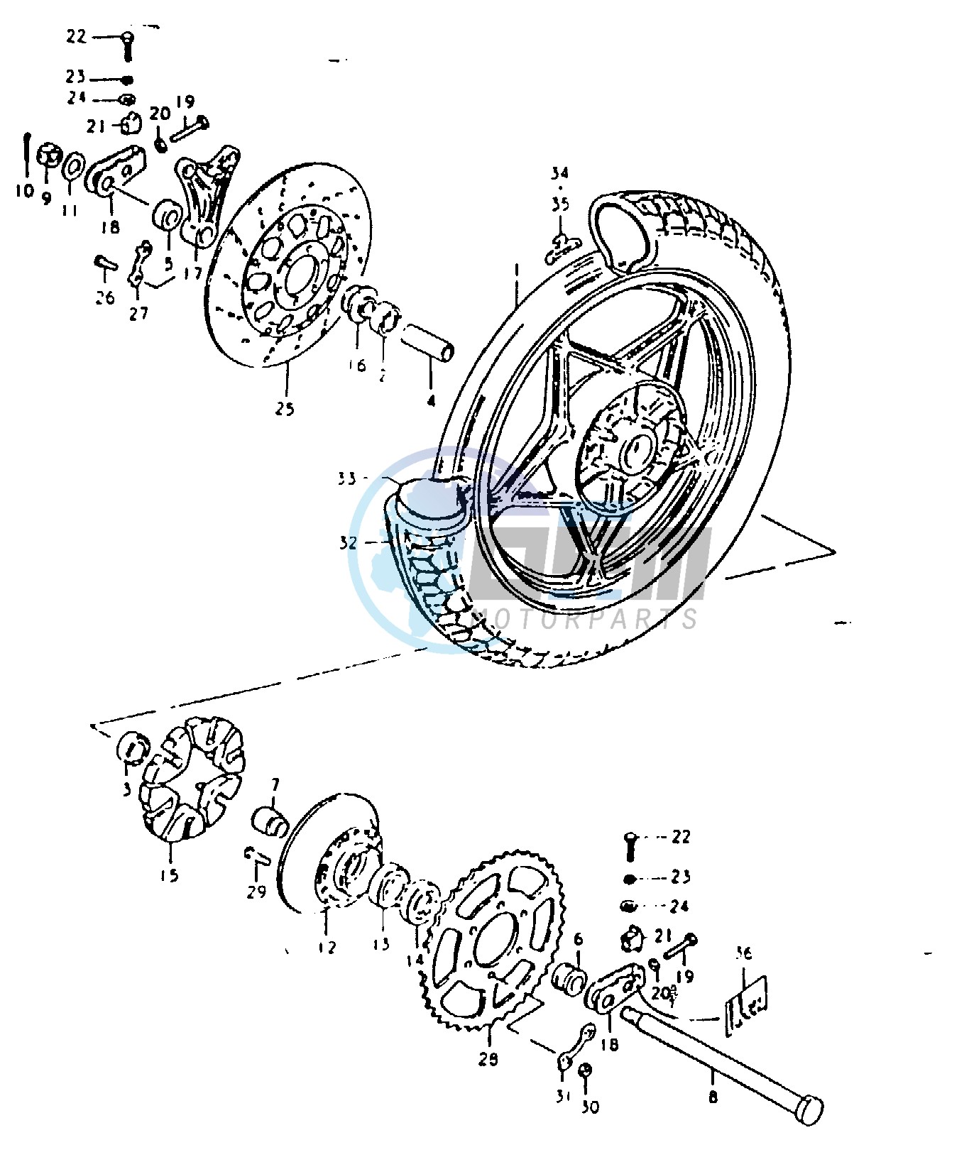 REAR WHEEL (GSX1100ET, GSX1100EX)