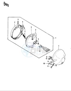 KZ 400 D (D) drawing HEADLIGHT -- 74 -75 KZ400_KZ400D- -