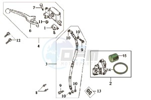 DD50 FIX 25 KMH E2 drawing VOORBRAKE CALIPER / BRAKE LEVER /BRAKE LINES