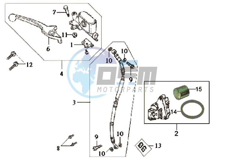 VOORBRAKE CALIPER / BRAKE LEVER /BRAKE LINES