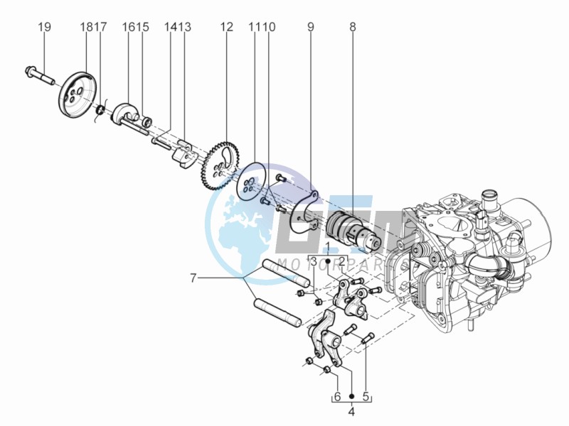 Camshaft - Rocking levers support unit