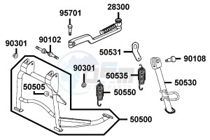 PEOPLE S 50 4T from 05-2009 drawing Stand and  Kick Starter Arm