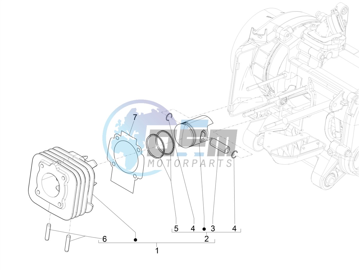 Cylinder-piston-wrist pin unit