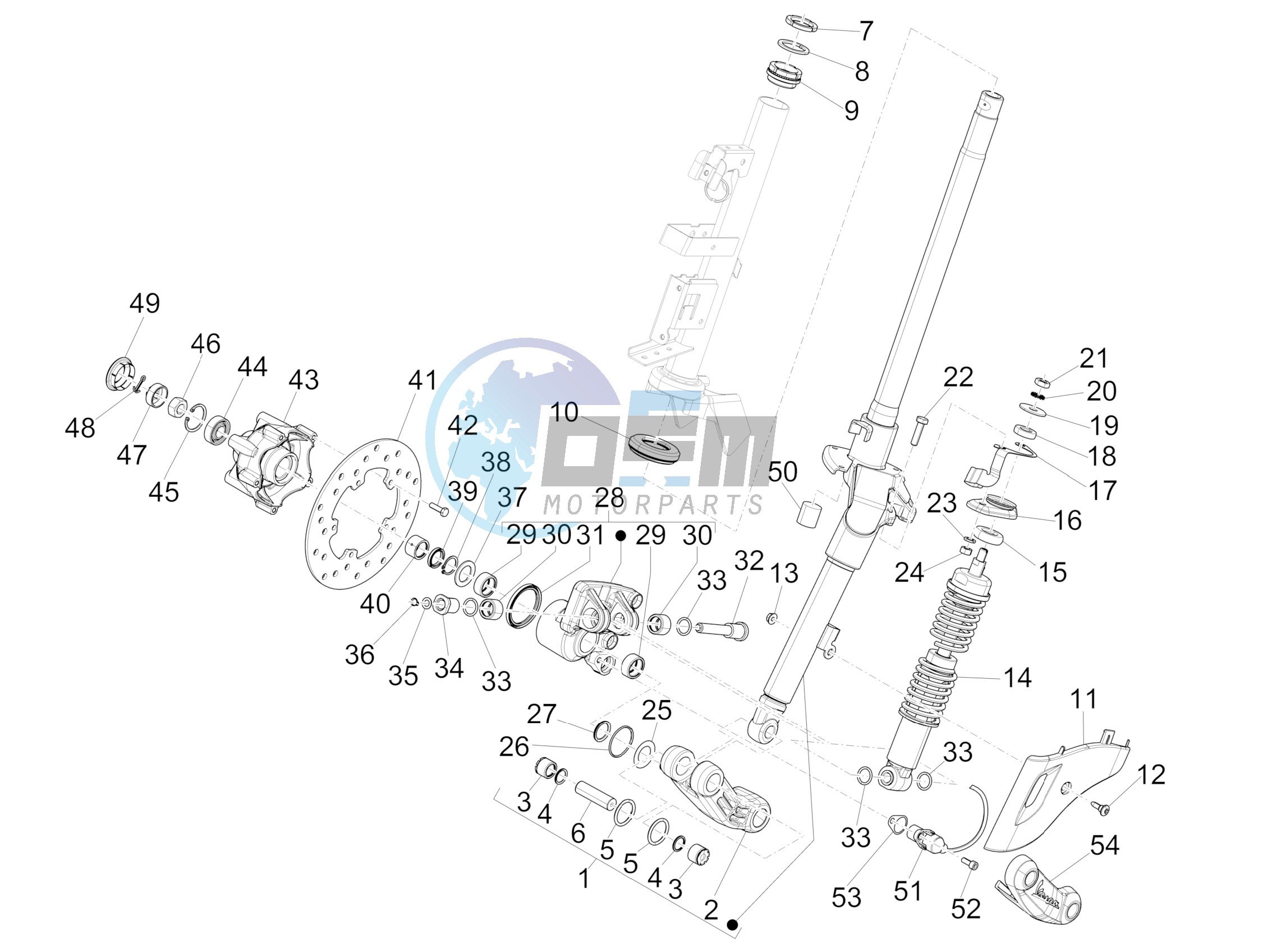 Fork/steering tube - Steering bearing unit