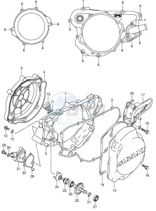 RM125 (E3-E28) drawing CRANKCASE COVER-WATER PUMP