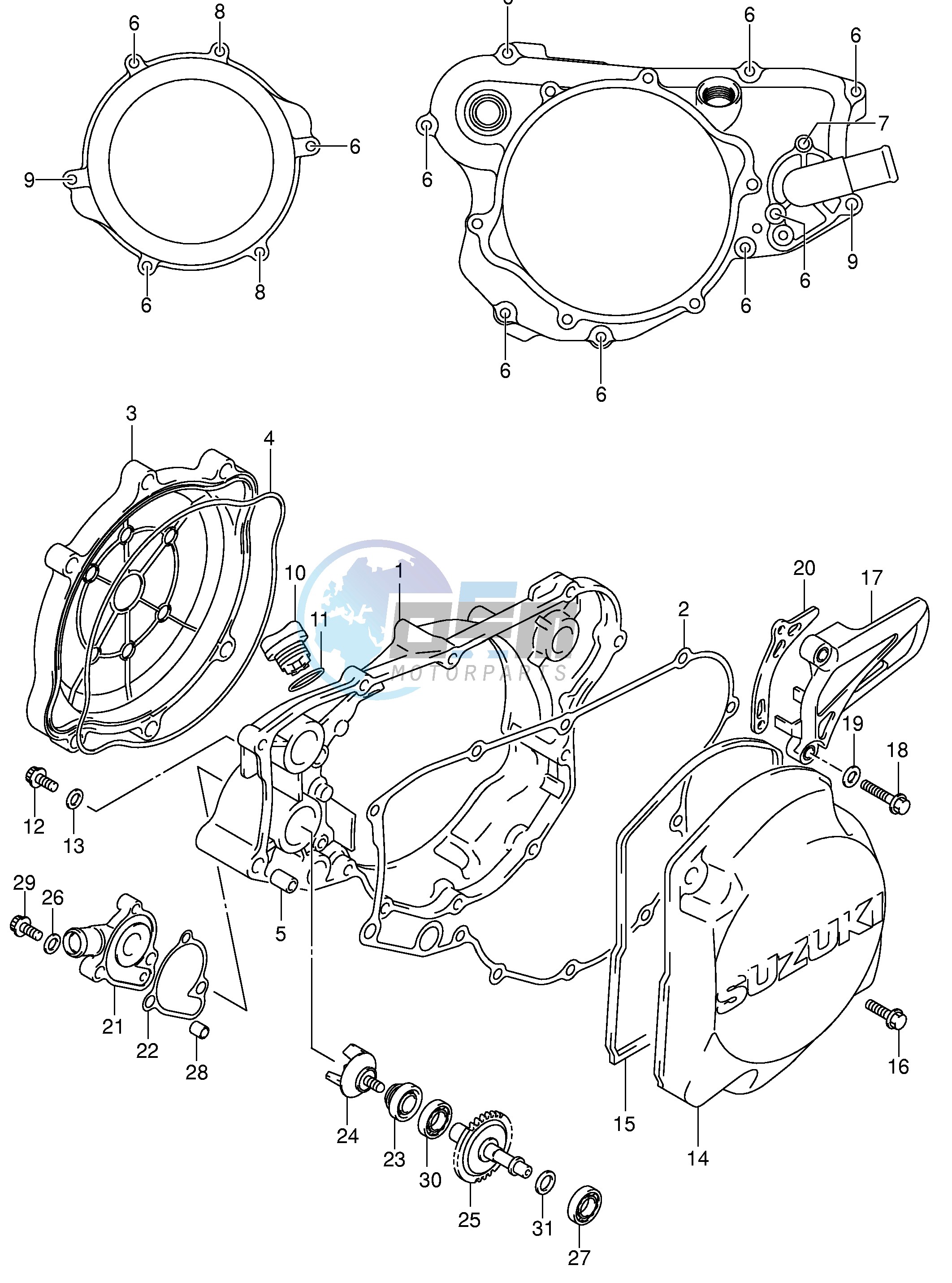 CRANKCASE COVER-WATER PUMP