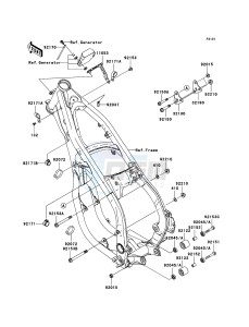 KX250 KX250R8F EU drawing Frame Fittings