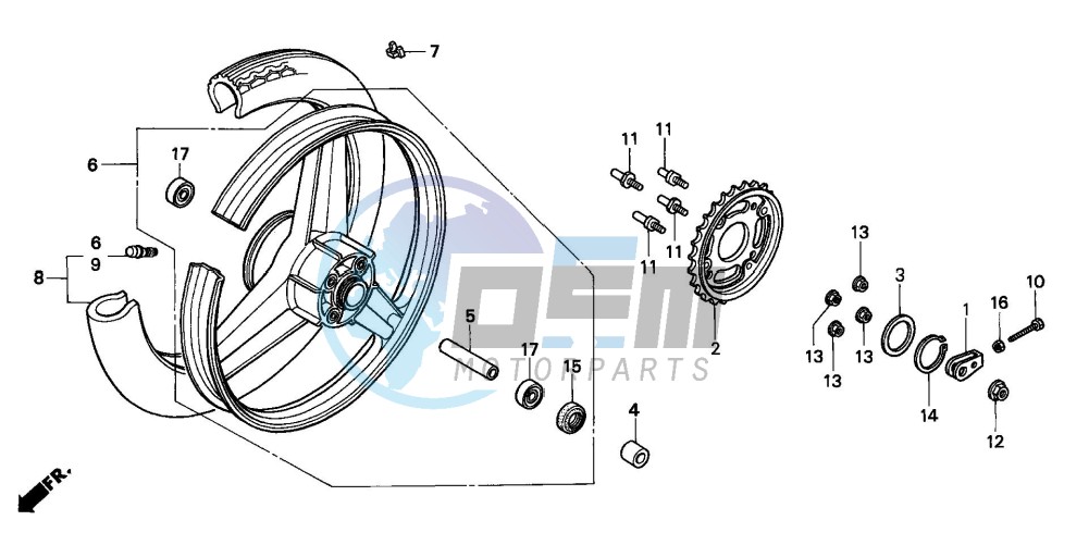 REAR WHEEL (CB125TDJ/TP)