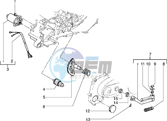 Starting motor-starter lever