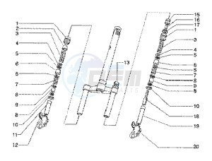 Runner 180 FXR 2t drawing Front fork component parts (model 97-98-99)