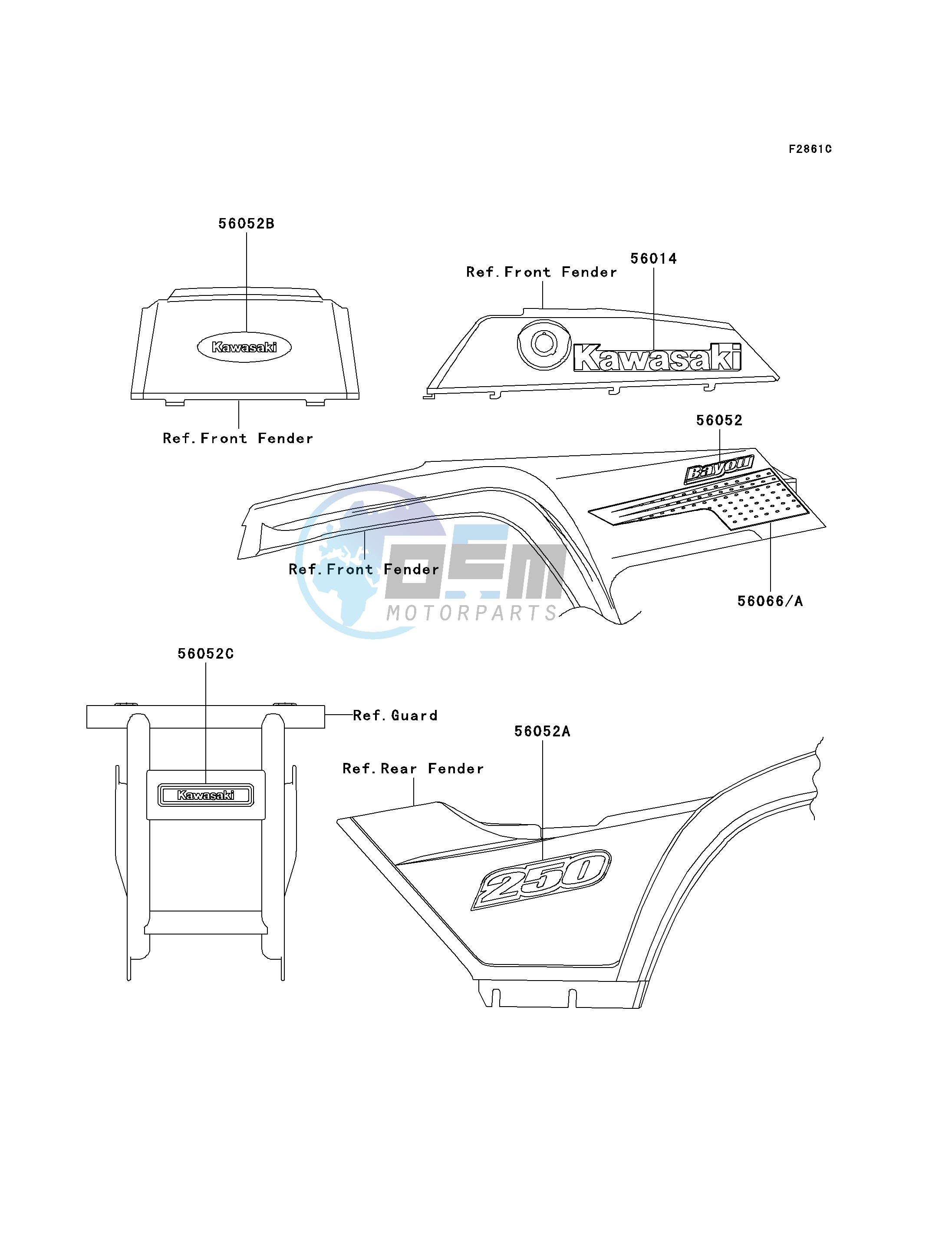 DECALS-- GREEN- --- KLF250-A2- -