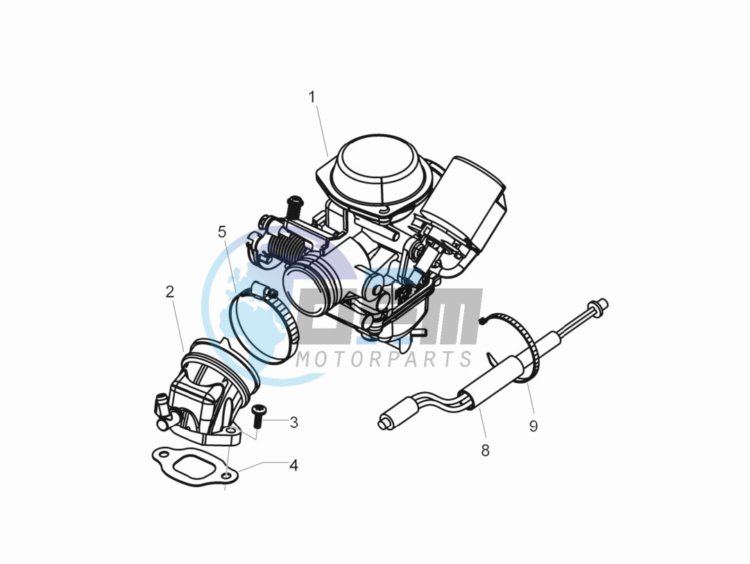 Carburettor  assembly - Union pipe