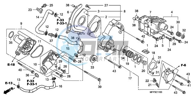 LEFT REAR COVER/WATER PUM P