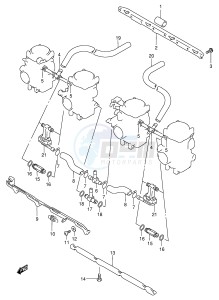 GSF600 (E2) Bandit drawing CARBURETOR FITTINGS (MODEL T V W X)