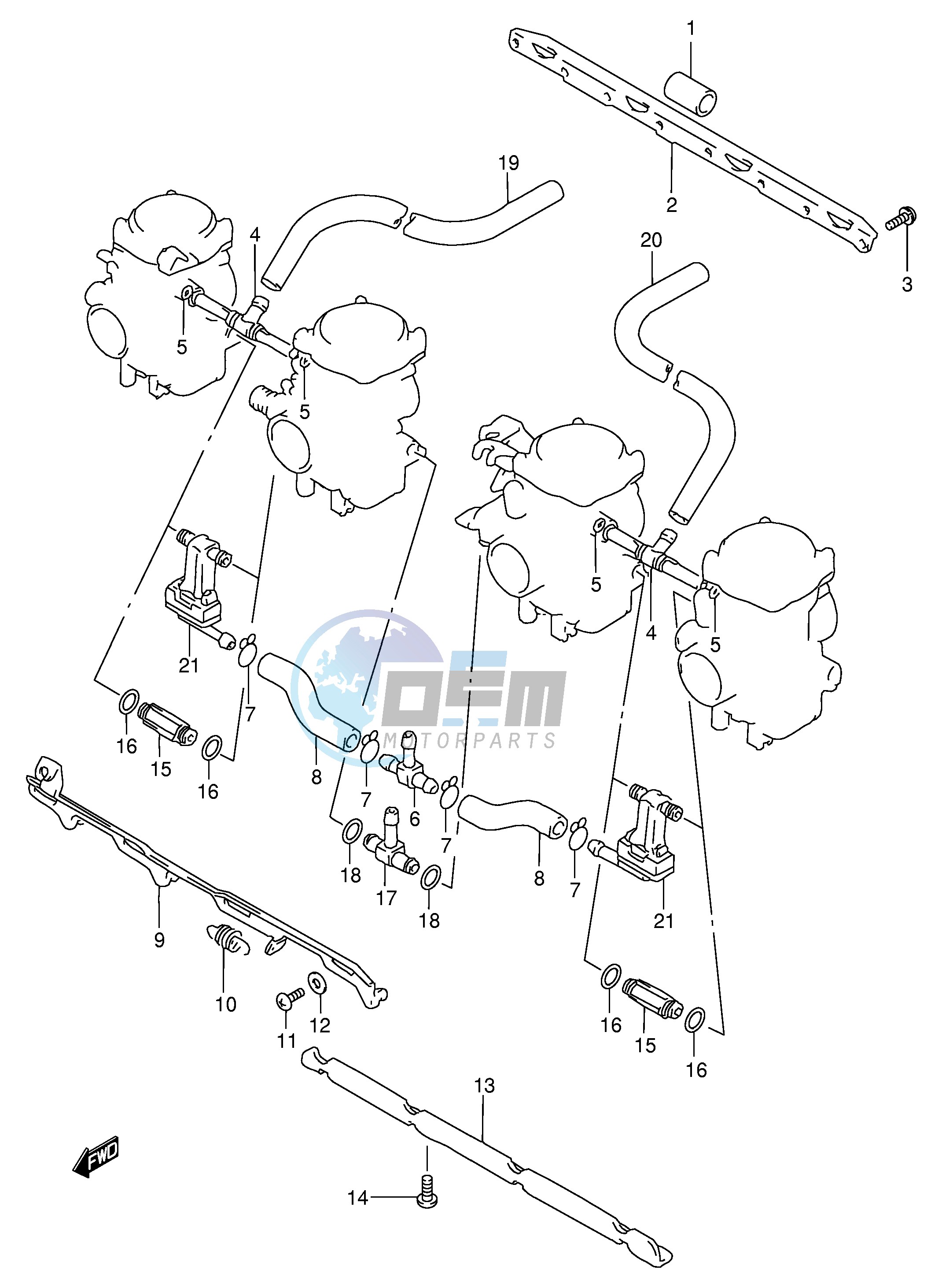 CARBURETOR FITTINGS (MODEL T V W X)