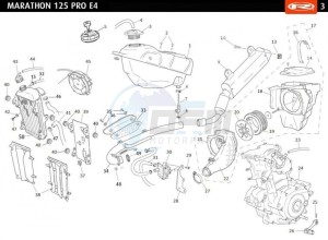 MARATHON-125-E4-PRO-REPLICA-SERIES-AUSTRIA-2018-MARATHON-125-E4-PRO-BLUE-REPLICA-SERIES drawing COMPLETE ENGINE - EXHAUST - FUEL TANK