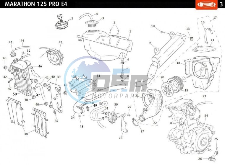 COMPLETE ENGINE - EXHAUST - FUEL TANK