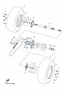 YFM90R (BD3M) drawing REAR AXLE & WHEEL