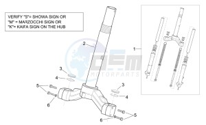 Scarabeo 125-200 e3 (eng. piaggio) drawing Front fork - Stem base