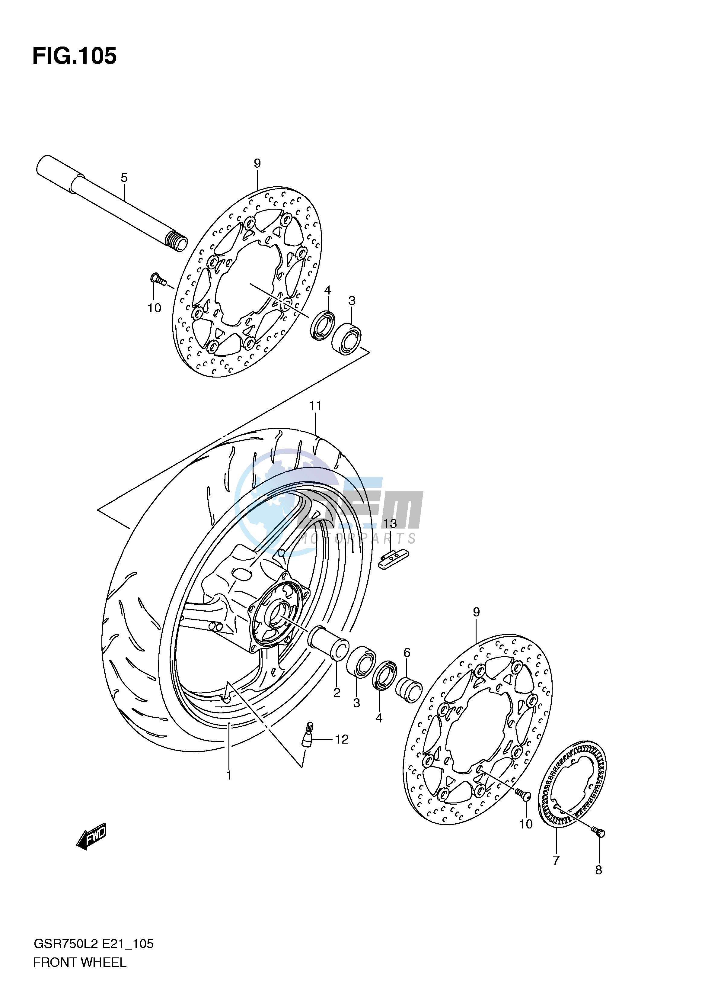 FRONT WHEEL (GSR750AL2 E21)