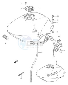 GSX750F (E2) drawing FUEL TANK (MODEL P R S)