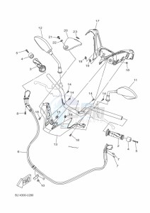 YP125RA XMAX 125 ABS (BL25) drawing STEERING HANDLE & CABLE